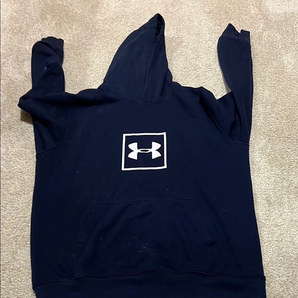 Under Armour Dark Blue Hoodie with White Logo